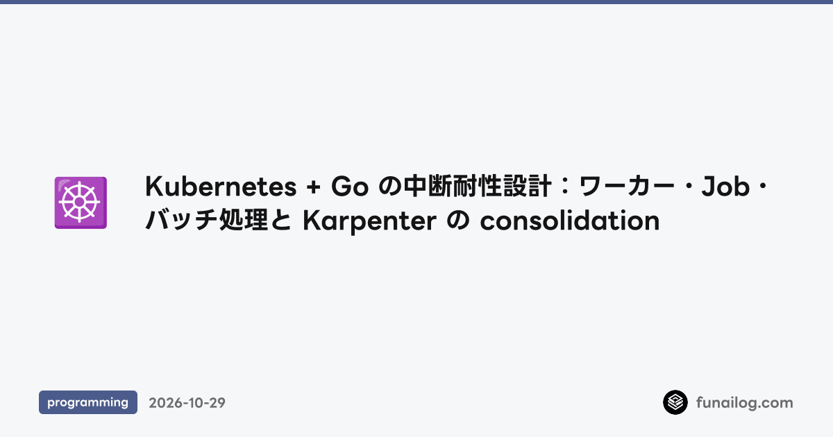 Kubernetes + Go の中断耐性設計：ワーカー・Job・バッチ処理と Karpenter の consolidation